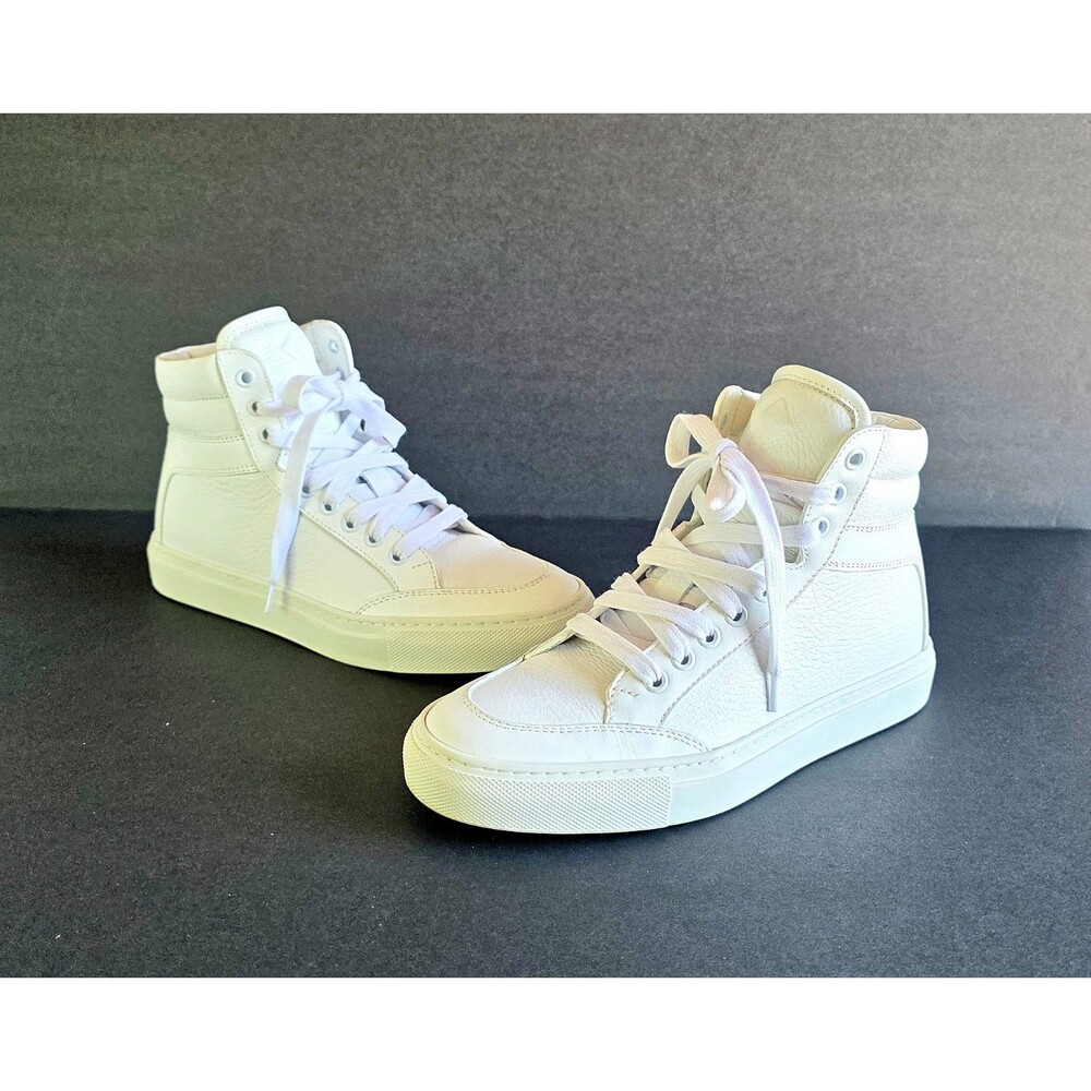 KOIO Primo Leather Sneakers Triple White Sz 37 Women's 7 Lace Up High Top Italy